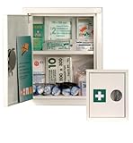 Con 2 ripiani divisori Armadio di primo soccorso in metallo bianco + imbottitura DIN 13157 25 x 30 x 15 cm e adesivo