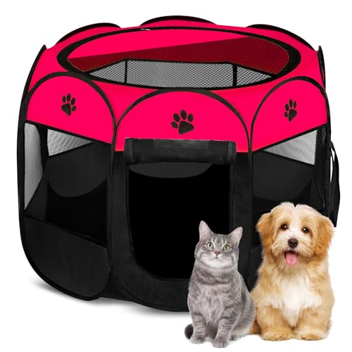 Pet playpen dog cat tent kennel, foldable portable exercise enclosure