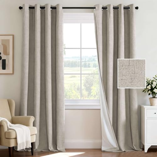 Image of H.VERSAILTEX 100% Blackout Curtains for Bedroom 108 Inches Long Grommet Linen Face Full Light Blocking Curtain Drapes for Living Room Thermal Insulated Linen Look Curtains 2 Panels Set, Teal Blue