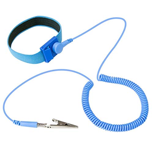 Gamloious Anti Statique Dragonne Bleu, Bracelet réglable ESD Convient à Votre Poignet Comfortably. Bracelet à la Terre pour protéger Votre Ordinateur PC ou électronique de l'électricité Statique