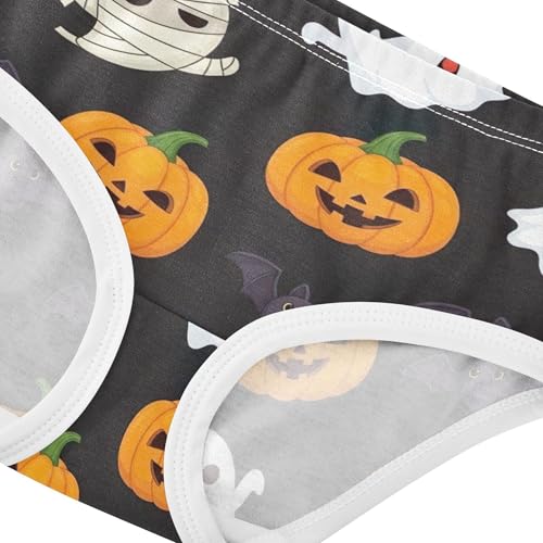EOSDT Mädchen Slip Mit Halloween Kürbis Motiv - Baumwoll Unterhose Größe 5