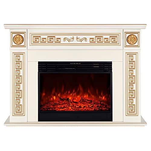 Kaminlicht Versailles Max Cheminée électrique sur pied avec chauffage, effet flamme LED réaliste | Feu artificiel avec radiateur chauffant commutable, thermostat Cover