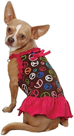East Side Collection ZM3038 08 81 Peace Out Vestido para perros, XXS, Frambuesa