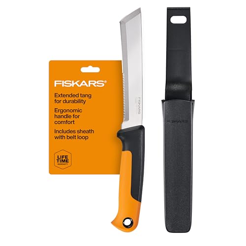 Fiskars Harvesting Knife, Gardening Gifts for Women, Serrated Edge Hand Tool with Sheath, Black