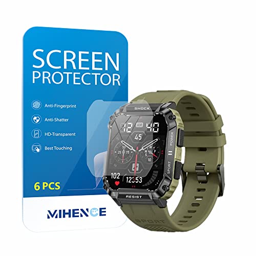 Mihence (6Pcs) Compatible For Filiekeu Military T3 Smartwatch Screen Protector, Pet Hd Protective Film Compatible For T3 Smart Watch 1.95" Tactical Smartwatch #TOP8