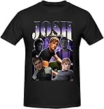 DUCHE Josh Actor Hutcherson T-shirt unisexe lger col rond dcontract en coton, Noir , M