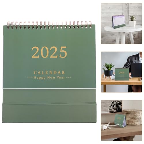 NUOBESTY 2025-2026 Desk Calendar 2026 Standing Flip Monthly Calendar Desktop Calendar Jul. 2025 - Dec. 2026, Memoranda Lined Pages, Twin-Wire Binding, Green