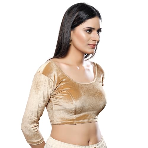 Image of Vamas Women's Velvet Non-Padded Stretchable Long Sleeve Saree Blouse (A-41.N)