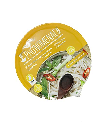 Pho’nomenal Bowl Instant Pho Noodles Gluten Free Low Sodium Vietnamese Chicken Soup, No MSG, Non GMO, No Soy 2.1 oz. (6 Bowl Pack)