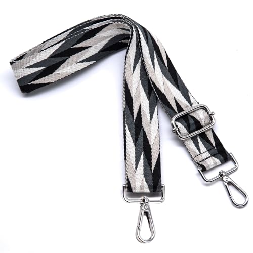 Image of S&loyoe Purse Straps Replacement Crossbody Bag Strap Adjustable Wide Guitar Straps for Handbags 1.5inch (Blade splicing gray silver)