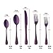 Bisda Purple Silverware Set, 20 Piece Premium 18/8 Stainless Steel Hammered Kitchen Utensil Flatware Cutlery Sets of 4, Mirror Polish, Dishwasher Safe