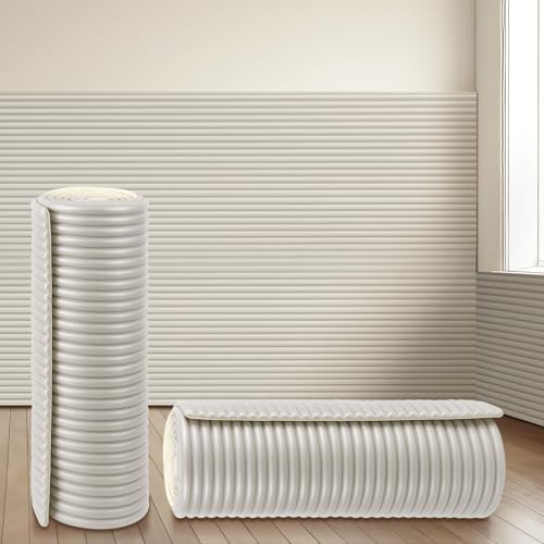 Fiwochic 15.8 x 78.7 Inch Anti Collision Wall Padding for Kids Padded Wall Panels 3D DIY Headboard for Autism Playroom Nursery Bedroom Living Room Corner Guards(2 Roll Light Gray)