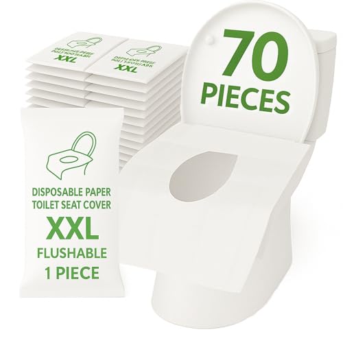 Individually Wrapped XXL Toilet Seat Covers Disposable Flushable for Travel (30 Pack), Full Coverage Paper Liners for Kids & Adults