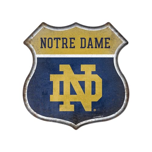 Rico Industries NCAA Notre Dame FighHome Decor Ting Irish - ND Rustic 11.5" Home Decor Metal Route Sign