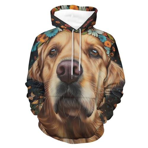 Sweat à capuche Chien Papillon Fleur rompez la monotonie des pulls unis S