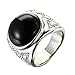 Bishilin Edelstahl Herren Ring Personalisiert Große 62 (19.7), Silber Ring mit Schwarz Stein Freundschaftsring Partnerringe für Männer Jungend