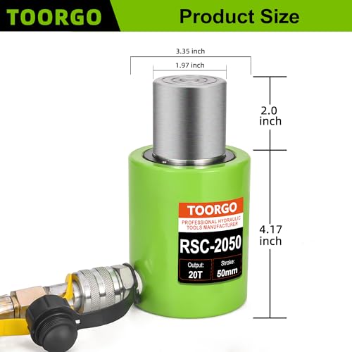 Image of 20 Ton Hydraulic Cylinder Jack,2 inch Stroke Hydraulic Ram Jack, Porta Power Automatic Retracting Jack, Green