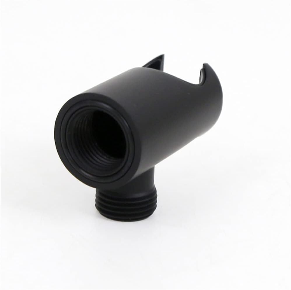 Bathroom Shower System Replacement Round Handheld Shower Head Bracket Holder with Water Outlet 1/2" NPT Female Inlet Wall Union Handshower Supply Elbow, Matte Black