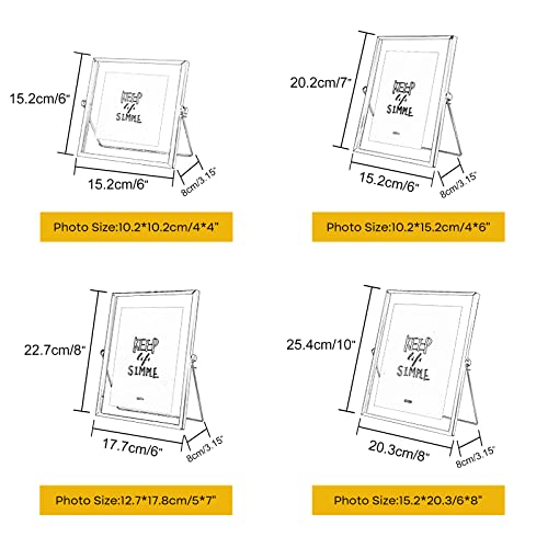 Kuuqa Set Of 4 Glass Photo Frame Antique Metal Geometric Picture Frame With Glass Cover Floating Picture Frames Metal Pressed Glass Picture Frame Floating Frame Vertical #TOP3