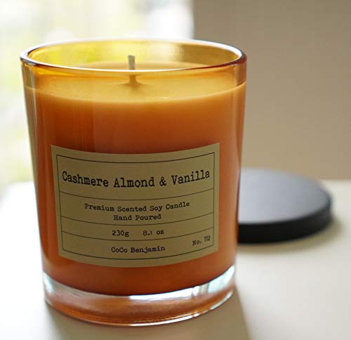 100% Soy, Highly Scented, Hand Poured Soy Candle, 8.1 Oz (Cashmere Almond & Vanilla) #TOP1