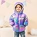 UNICOMIDEA Baby Girls Coats Purple 4-5T Toddler Winter Jackets Laser Thicken Warm Fleece Down Baby Jacket Hooded Light Puffer Outdoor Zip Baby Outerwear With Pockets