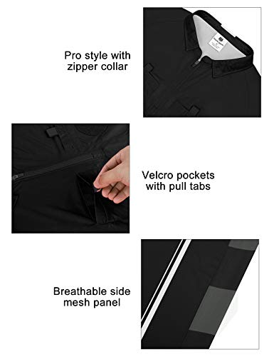 FitsT4 Sports Pro Soccer Referee Jersey Short Sleeve Ref Shirts Black Medium - Thumbnail 4