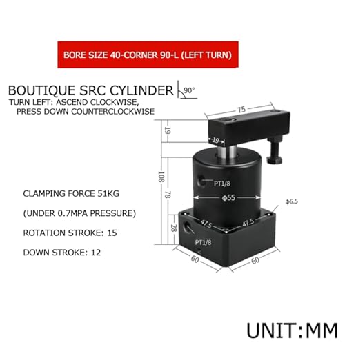 Cylindre d'angle SRC pneumatique anti vibration à rotation 90 degrés SRC40 - 3