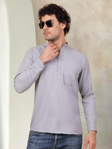 Image of Jompers Men's Cotton Regular Fit Solid Short Kurta