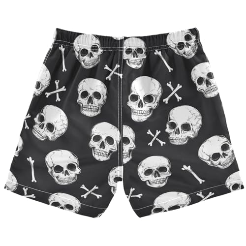 Sugar Skulls Crossbones Boys Swim Trunks Pirate Skeleton Toddler Beach Board Shorts Baby Summer Bathing Suit 3T Multicolor2