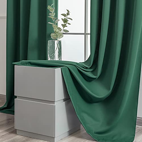 Ygo Hunter Green Blackout Curtains For Bedroom Thermal Insulated Window Curtain Panels For Living Room 63 Inches Long Room Darkening Window Treatment Sets 2 Panels #TOP4