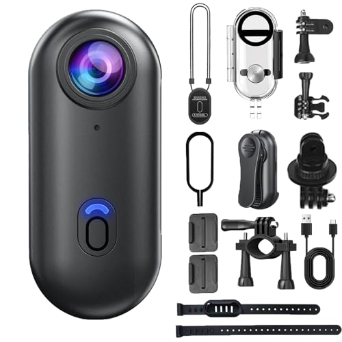 LLELEMAMO Go Snap Camera-4k Thumb Action Camera, Wearable Mini Body Camera with 360° Rotation Spring Clip, Hands-Free POV Recording for Bike Cycling, Pet,...