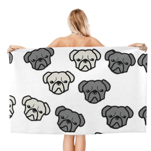 Serviette de bain microfibre bouledogue américain 81x132 cm pour douche - 3