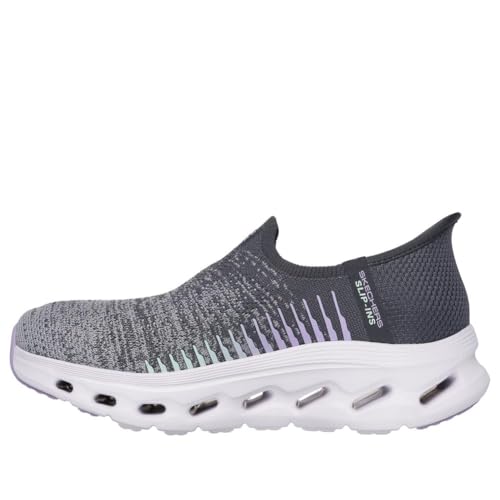 Skechers Women's Go Walk Glide Step 2.0 Venus Hands Free Slip-Ins Sneaker, Charcoal/Lavender, 8.5