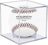 KALOPEZY 1 Pack Baseball with Stands – 3.15' Square UV Protected Acrylic Boxes for Baseball, Clear Acrylic Boxes Holder Cube Memorabilia Showcase Autograph Ball Case