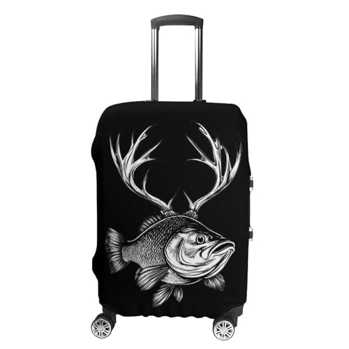 Bass Fish with Deer Antlers Luggage Covers Suitcase Protector Case Fits 19-32 Inch L