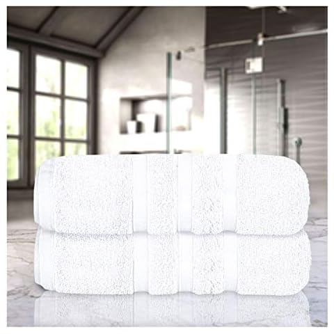 FAIRWAYUK Towels - Premium Bath Sheet Towels 2 Pack - 80x140cm - Ultra Soft 100% Egyptian Cotton, Highly Absorbent Quick Dry Extra Large Bath Sheets, Hotel Quality Towels, White Cover