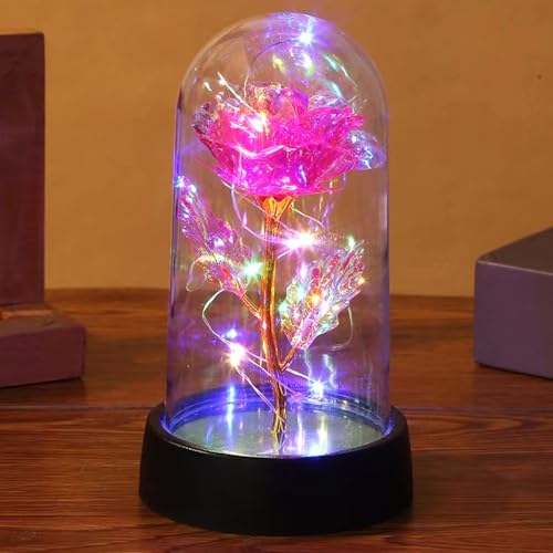 BAOXUE Light Up Rose in Glass Dome
