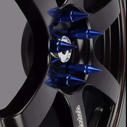 Image of M12X1.5 Spiked Nuts for Rims Aluminum Extended Tuner Lug Nuts 20PCS 60MM (Blue)