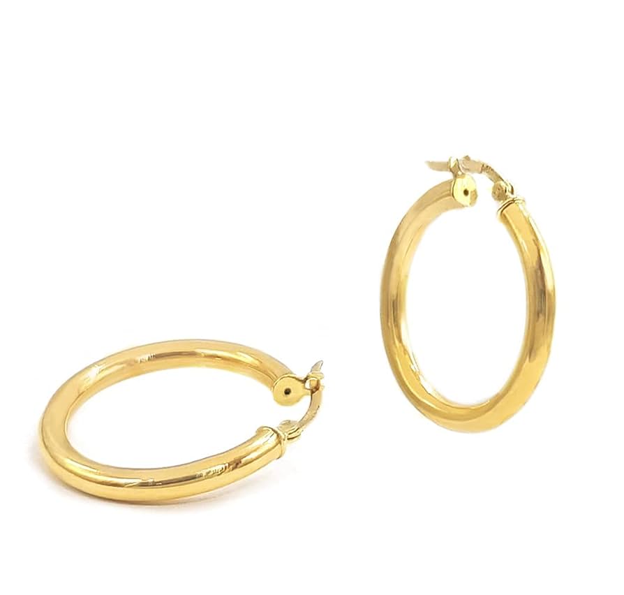 Amazon.com: Elegant jewel box Women Gold 3mm Hoop earrings in 18k 