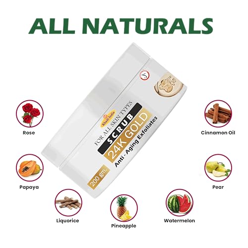 Image of Khadi 100% Pure & Herbal 24K Gold Scrub - Radiance Boosting Face & Body Exfoliator with Natural Ingredients - 400g