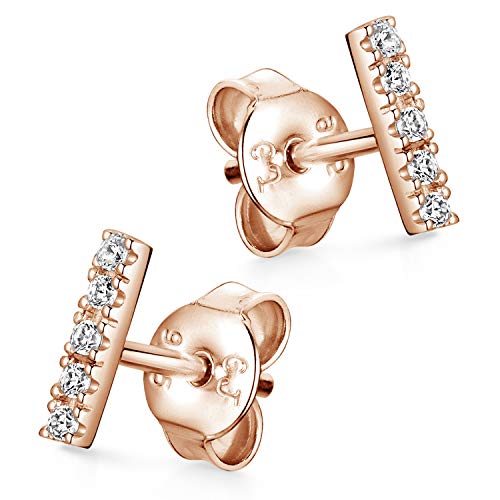 Materia Mini Ohrstecker Rosegold - Damen Ohrringe Silber 925 mit Steinen SO-447-Rose