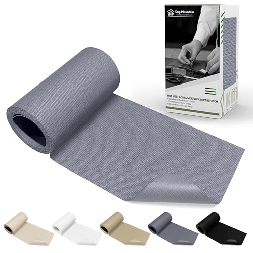 Image of KING MOUNTAIN Canvas Iron on Patch,3 inchx60 inch,Waterproof 100% Cotton Fabric Repair Patch,Used for Various Sofa,Tent,Clothes,Seats,Suitcases (Light Gray)