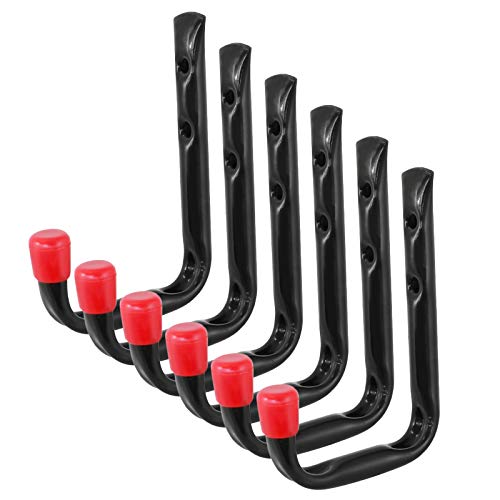 Wideskall Small Heavy Duty Metal Steel Wall Mount Garage Storage J Utility Hooks (Pack of 6)
