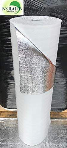 SmartSHIELD -3mm 48"x50ft Reflective Insulation roll, Foam Core Radiant Barrier, Thermal Insulation Shield - Engineered Foil/White Film