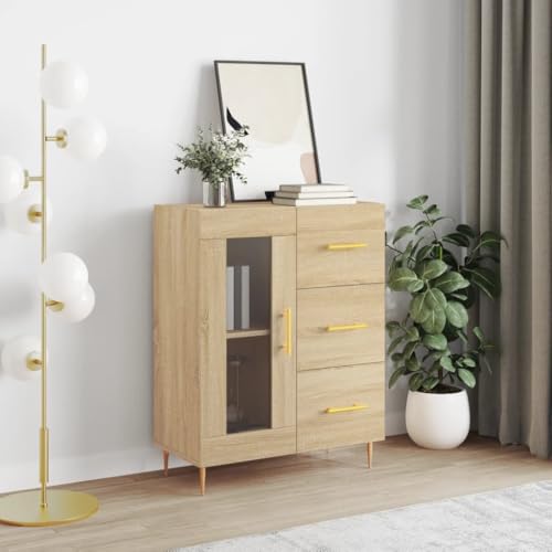 Frdhee Armario auxiliar de cocina de roble 69,5 x 34 x 90 cm, material de madera, para comedor, salón, embalaje compacto y fácil montaje