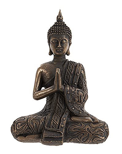F&G Supplies - Bouddha thaïlandais mystique en bronze coulé à froid de 19 cm en position lotus
