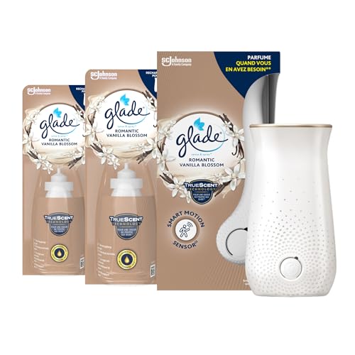 Glade Sense et Spray Diffuseur à Détection de Mouvement - Infusé Aux Huiles Essentielles - Jusqu'à 2 Mois de Parfum – Sans Parabens - Romantic Vanilla...
