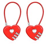 2 Pack 3 Digit Combination Lock, Waterproof Mini Combination Padlock, Small Combination Padlock, Cute Padlock with Number for Luggage, School Locker, Backpack, Toolbox, Suitcase, Red