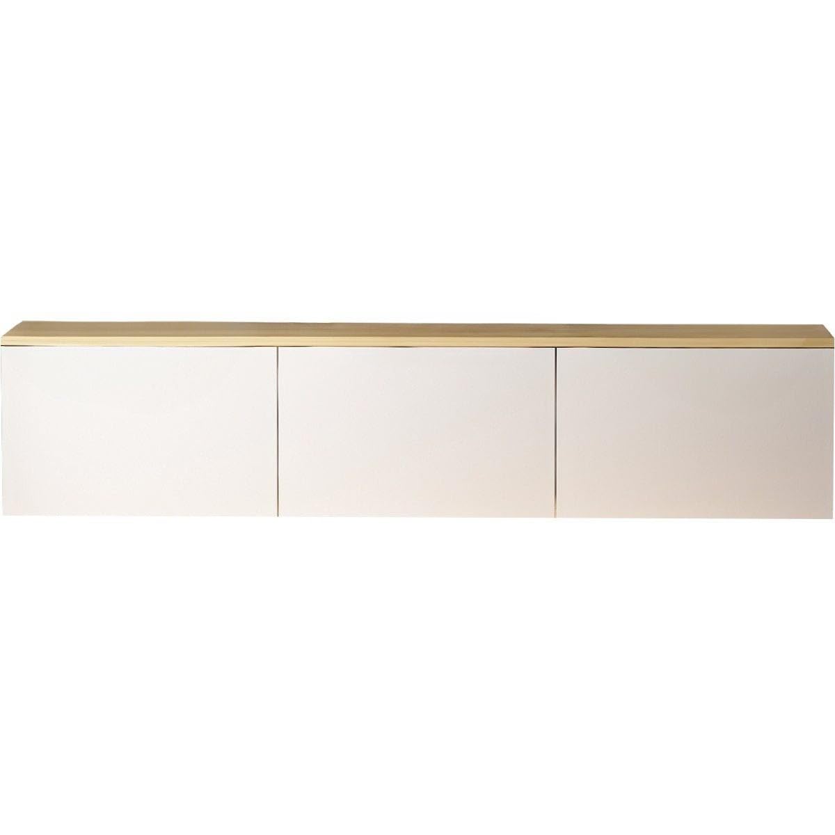 HOMIFAB Meuble TV LED Suspendu 3 Portes Blanc & Effet Chêne 160 cm - Eira