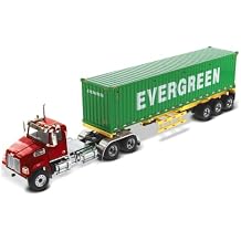 Diecast Masters Western Star 4700 SB Tandem Day Cab Truck-Tractor w/Skeleton Trailer & Evergreen 40 Dry Goods Sea Container | 150 Scale Model Semi Trucks | Diecast Model byDM 71049